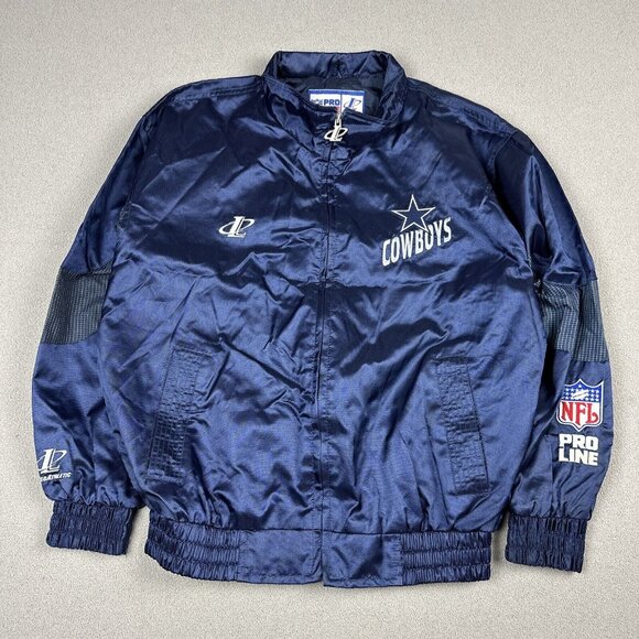 Rare Vintage Logo Athletic Dallas Cowboys Pro Line Satin Windbreaker Sz XL